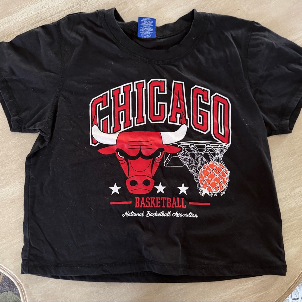 Black Chicago Basketball Graphic Crop Top